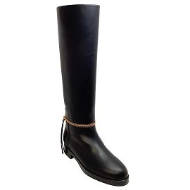 Botas de cano alto de couro preto Pierre Hardy com detalhe de zíper dourado Preto
