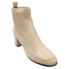 Pierre Hardy-Pierre Hardy Ivory Patent Leather Ankle Boots-Cream
