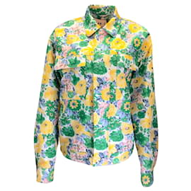 Autre Marque-Plan C Green Multi Floral Printed Boxy Shirt Jacket-Green