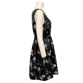 Prabal Gurung-Prabal Gurung Black Multi Floral Sleeveless Brocade Skater Dress-Black