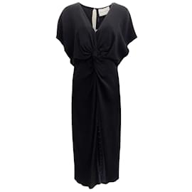 Prabal Gurung-Prabal Gurung Black Silk Jersey Short Sleeved Twist Front Dress-Black