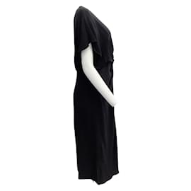 Prabal Gurung-Prabal Gurung Black Silk Jersey Short Sleeved Twist Front Dress-Black