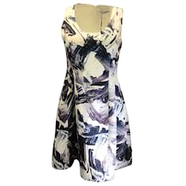 Prabal Gurung-Prabal Gurung Blue / white / Purple Sleeveless Printed Satin Dress-Blue