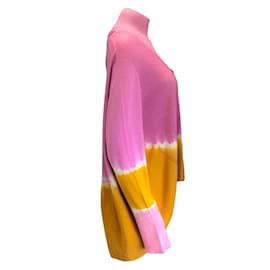 Prabal Gurung-Prabal Gurung Pink / Mustard Yellow Tie-Dye Tank Top and Cardigan Sweater Two-Piece Twin Set-Pink