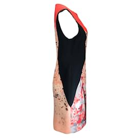 Prabal Gurung-Prabal Gurung Red / Black Splatter Geometric Print Sleeveless Sheath Dress-Red