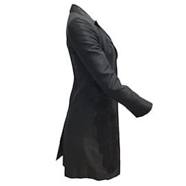 Prada-Abrigo de seda con aplicación de detalle de lazo de mohair negro bordado de Prada-Negro