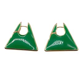 Bottega Veneta-Grüne Emaille von Bottega Veneta 18K-vergoldete Dreieck-Ohrringe aus Silber-Grün