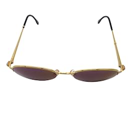 Boucheron-Boucheron Blue Vintage 1990s Retro-Sonnenbrille mit runden Gläsern, vergoldet-Blau