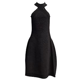 Autre Marque-Brandon Maxwell Black Jacquard Halter Cocktail Dress-Black