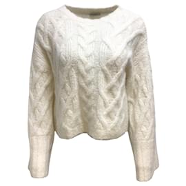 Brunello Cucinelli-Brunello Cucinelli Cable Knit Wide Sleeved Cashmere Ivory Sweater-Cream