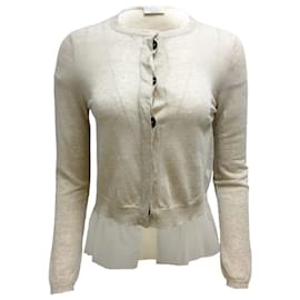Brunello Cucinelli-Brunello Cucinelli Long Sleeved Knit Button-down Two-piece Beige / Ecru Sweater-Cream