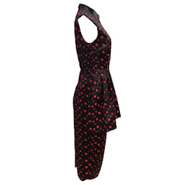 Simone Rocha-Simone Rocha Black and Red Floral Embroidered Sleeveless Satin Dress-Black