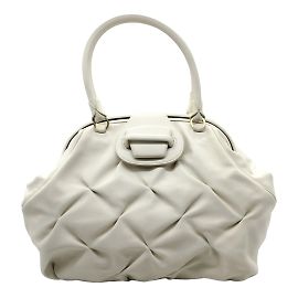 Bolsa acolchoada emoldurada em couro marfim Smythson Cru