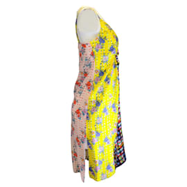 Autre Marque-Snow Xue Gao Yellow Multi Mixed Print Sleeveless Silk Dress-Multiple colors