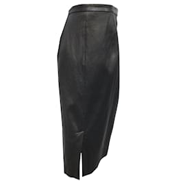 Autre Marque-St. John Black 2019 Stretchy Leather Pencil Skirt-Black