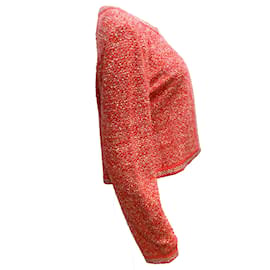 Autre Marque-St. John Coral Multi Woven Tweed Knit Jacket / Blazer-Pink