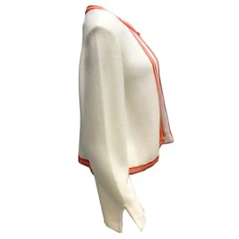 Autre Marque-St. John Ivory / Orange Stripe Knit Jacket-Cream