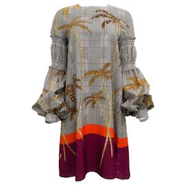 Stella Jean Multicolor Mixed Print Palm Tree Shift Short Casual Dress Multiple colors