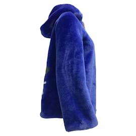 Autre Marque-Chaqueta de piel sintética con capucha y cremallera completa en azul cobalto de Mira Mikati-Azul