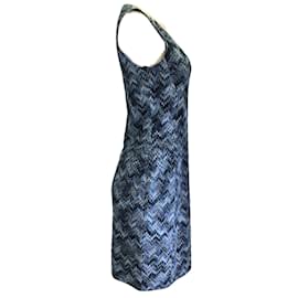 Missoni-Vestido de punto con cuello en V sin mangas con estampado de chevron multicolor azul de Missoni-Azul