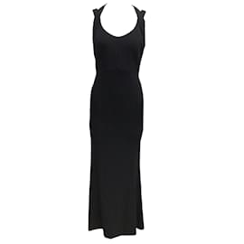 Autre Marque-Robe longue en crêpe noire sans manches Narciso Rodriguez / robe formelle-Noir