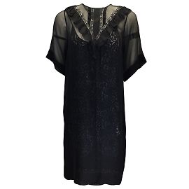 No 21 NÃO. 21 Vestido de renda preto com sobreposição de chiffon de seda Preto