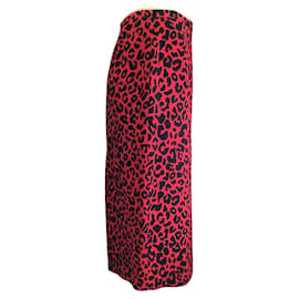 Autre Marque-NO. 21 RED / Jupe mi-longue noire à imprimé léopard-Rouge