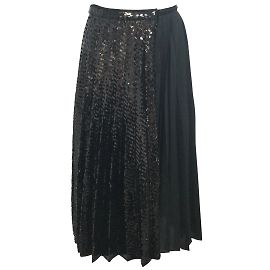 No 21 N°21 Black Sequined and Pleated Mid Length Skirt Black