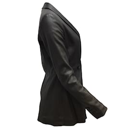 Giorgio Armani-Giorgio Armani Black Stretchy Lambskin Leather Jacket-Black