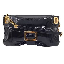 Roger Vivier Bolso de hombro pequeño de charol negro Negro