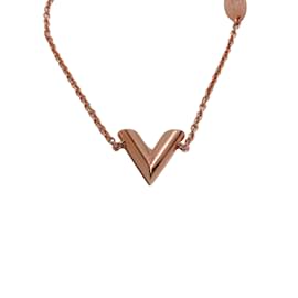 Louis Vuitton Essential V Pink Crystal Rose Gold Tone Chain Link