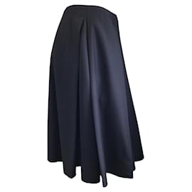 Autre Marque-Alexandre Blanc Black / Ivory Pleated Wool Skirt-Black