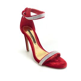 Alexandre Vauthier Sandali in cristallo di velluto rosso Rosso