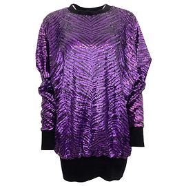 Alexandre Vauthier Lila / Schwarzes, mit Pailletten besetztes Pullover-Abendkleid Lila