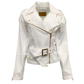 Alexandre Vauthier White Denim Moto Jacket White