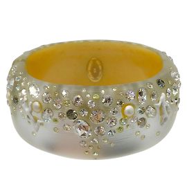 Alexis Bittar Silver Large Crystal Bangle Bracelet Silvery
