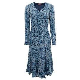 Altuzarra Arbeit mit tiefblauem Schlangenmuster und V-Ausschnitt/Bürokleid Blau