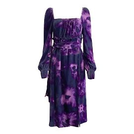 Altuzarra Lila Batik-Samt-Midi-Freizeitkleid mit Gürtel Lila