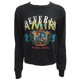 Amiri-Amiri Rodeo Drive Beverly Hills Sweat-shirt en détresse à manches longues / Pull Homme Noir Multi-Noir