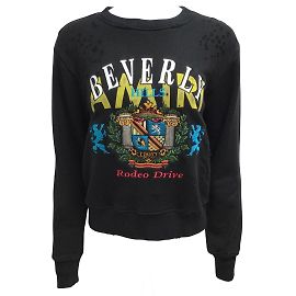 Amiri Rodeo Drive Beverly Hills langärmeliges Distressed-Sweatshirt / Schwarzer Multi-Pullover für Herren Schwarz