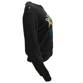 Amiri-Amiri Rodeo Drive Beverly Hills Long Sleeved Distressed Sweatshirt / Men's Black Multi Sweater-Black