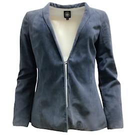 Autre Marque-Susan Bender blue suede leather blazer / Jacket-Blue