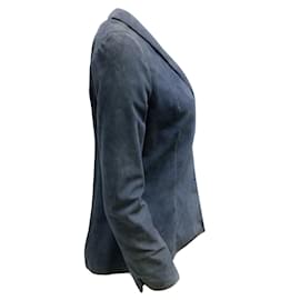 Autre Marque-Susan Bender blue suede leather blazer / Jacket-Blue