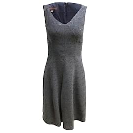 Autre Marque-Talbot Runhof Blue / Grey Sequined Sleeveless Fit and Flare Cocktail Dress-Blue