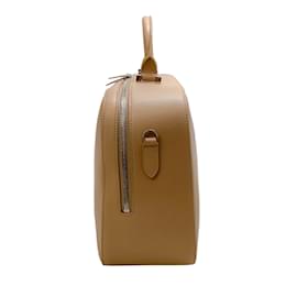 The row-The Row Beige Leather Small Bowler Satchel-Beige