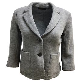 The Row Grey Two-Button Three-Quarter Sleeved Wool Blazer Grey