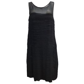 Vestido de cóctel de georgette de seda a capas sin mangas en negro Nillon de Theory Negro