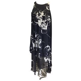 Thomas Wylde Negro / Vestido de seda sin mangas estampado blanco Negro