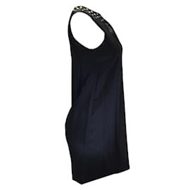 Thomas Wylde-Thomas Wylde Black Studded Sleeveless Asymmetrical Silk Dress-Black