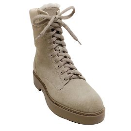 Santoni Beige Wildleder-Schnürstiefeletten Beige